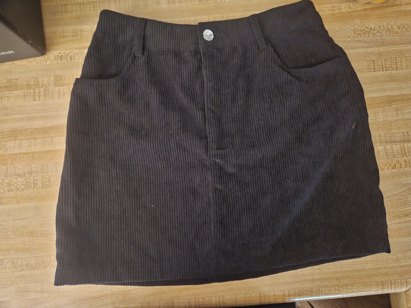 Black Corduroy Mini Skirt