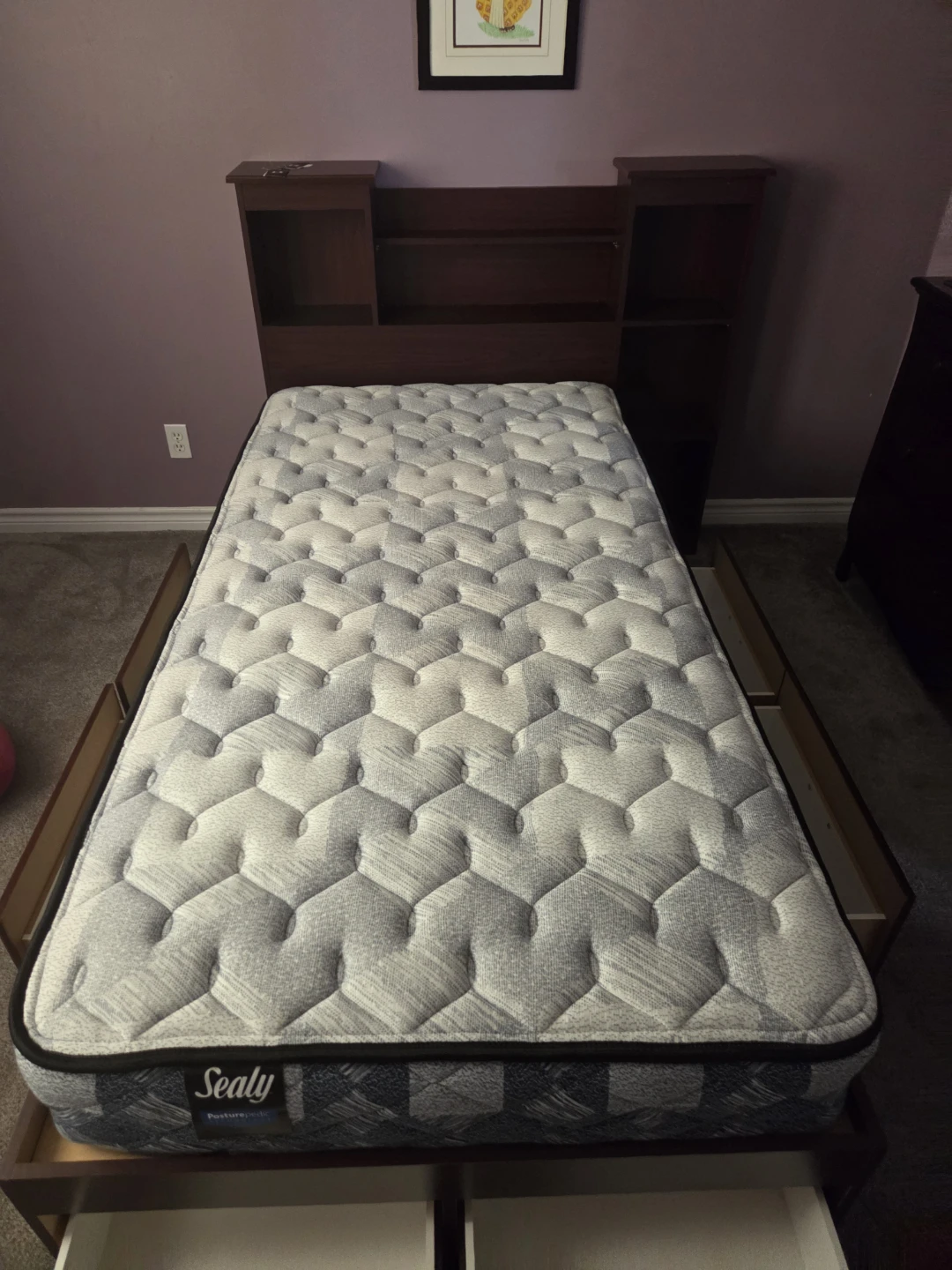Sealy Twin Mattress with Storage Bed Frame