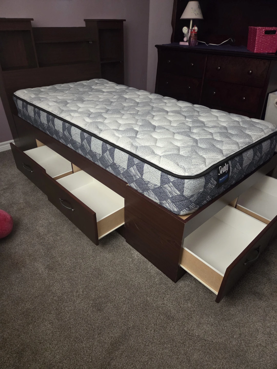 Sealy Twin Mattress with Storage Bed Frame - photo 3