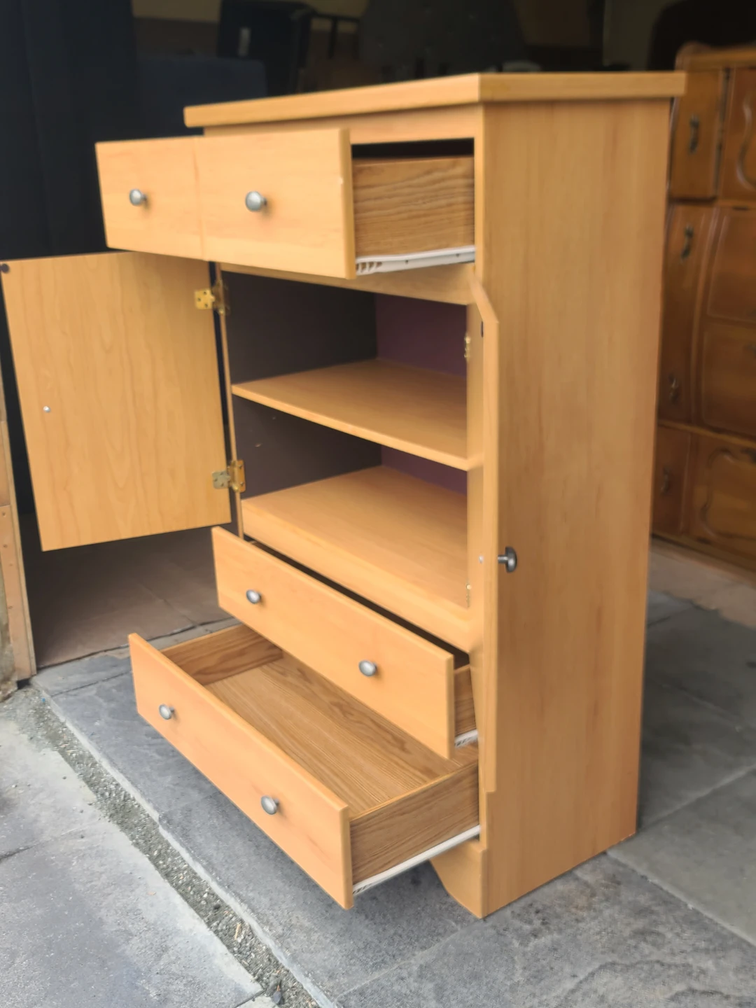 Light Wood Armoire with Drawers - photo 2