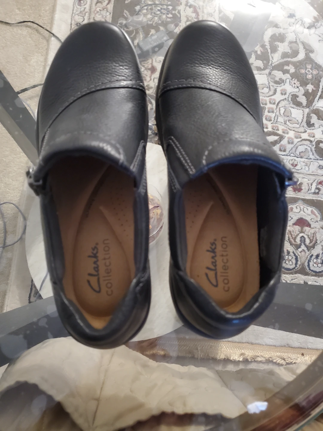 Clarks Collection Black Leather Slip-On Loafers Women's Shoes