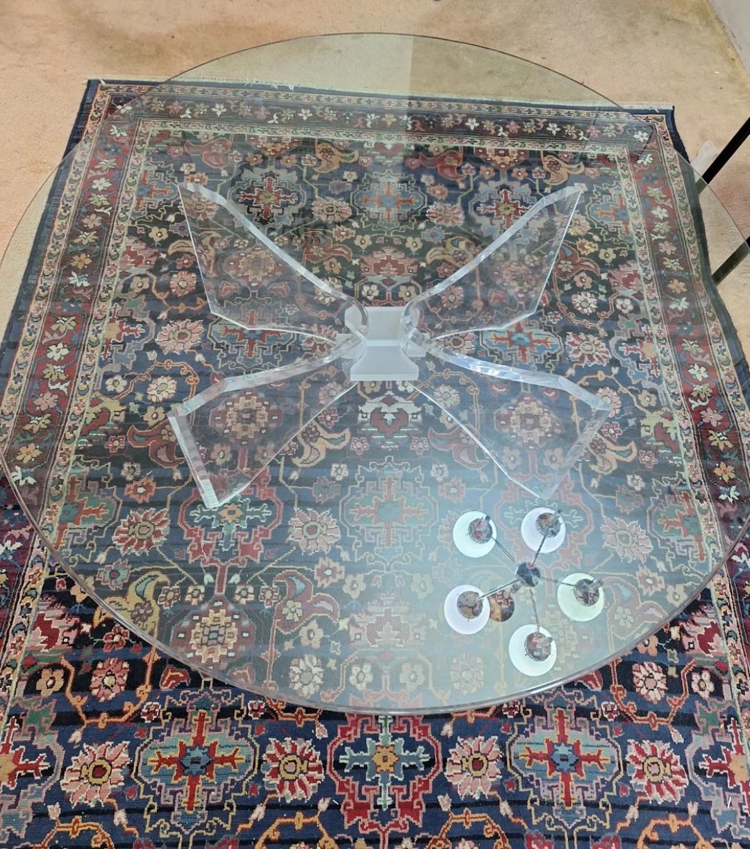 Glass Top Coffee Table with Clear Acrylic Base