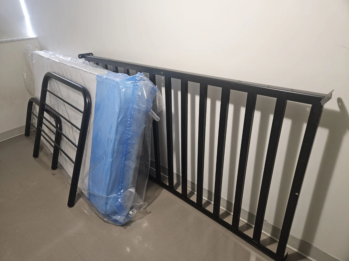 Black Metal Twin Bed Frame with Mattress