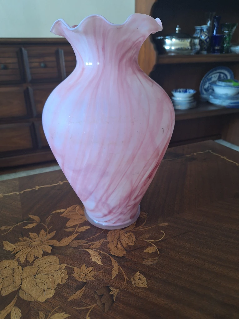 Murano Swirl Glass Vase Pink - photo 3