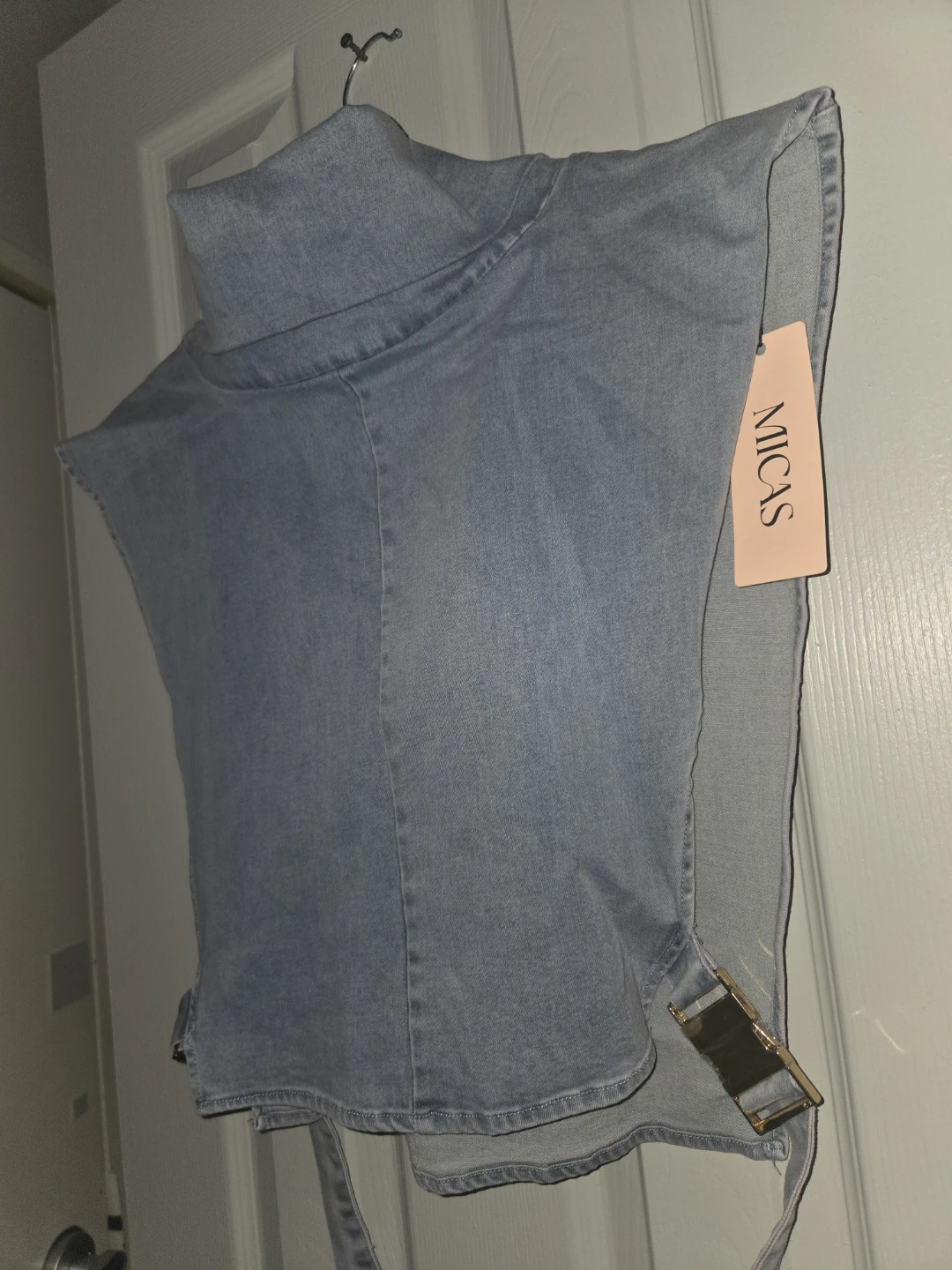 Micas Denim Mock Neck Sleeveless Top - photo 4