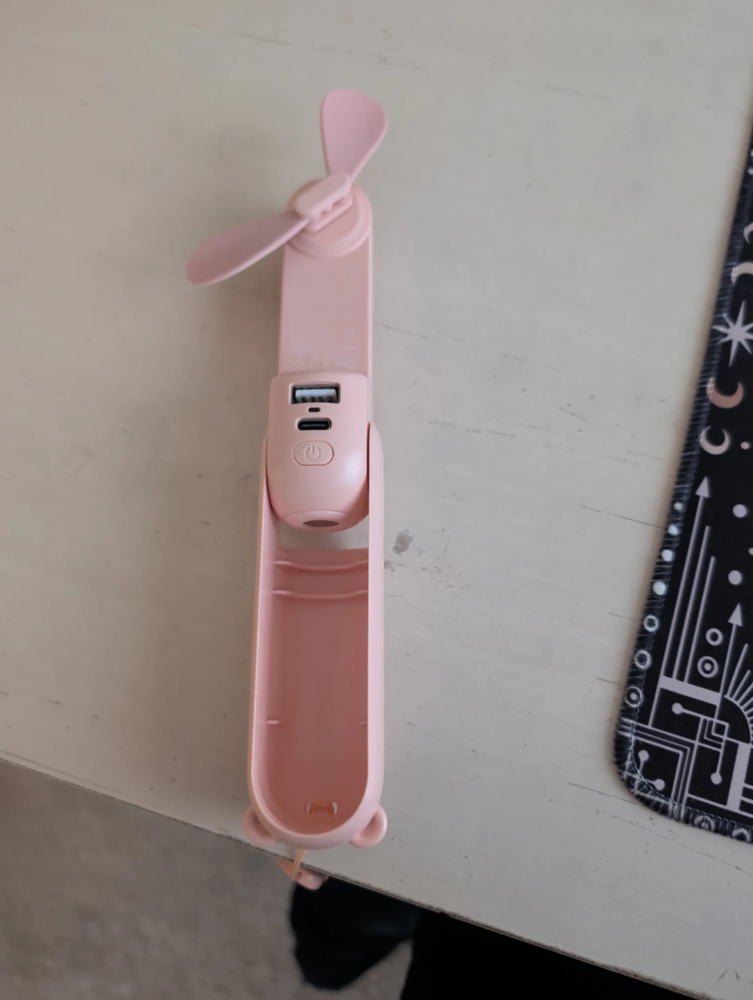 Pink Portable Folding USB Rechargeable Handheld Fan - photo 2