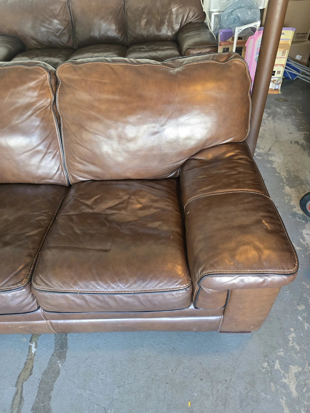 Brown Leather Sofa - photo 5
