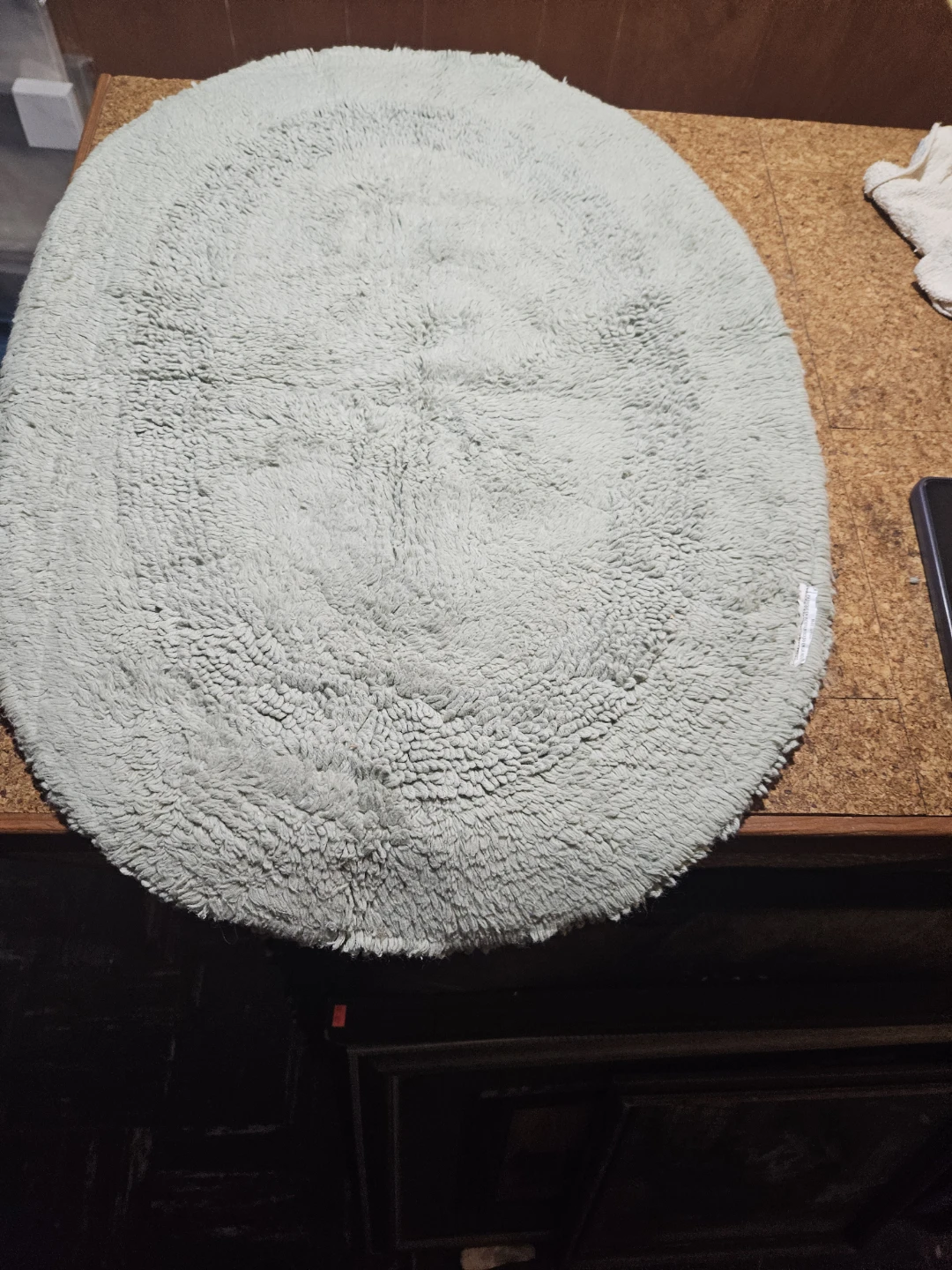 Light Blue Oval Shag Bath Mat Rug - photo 2