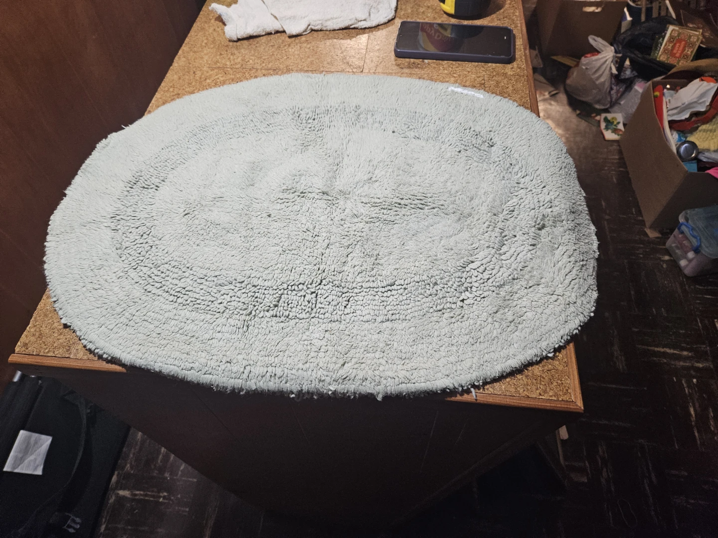 Light Blue Oval Shag Bath Mat Rug - photo 3