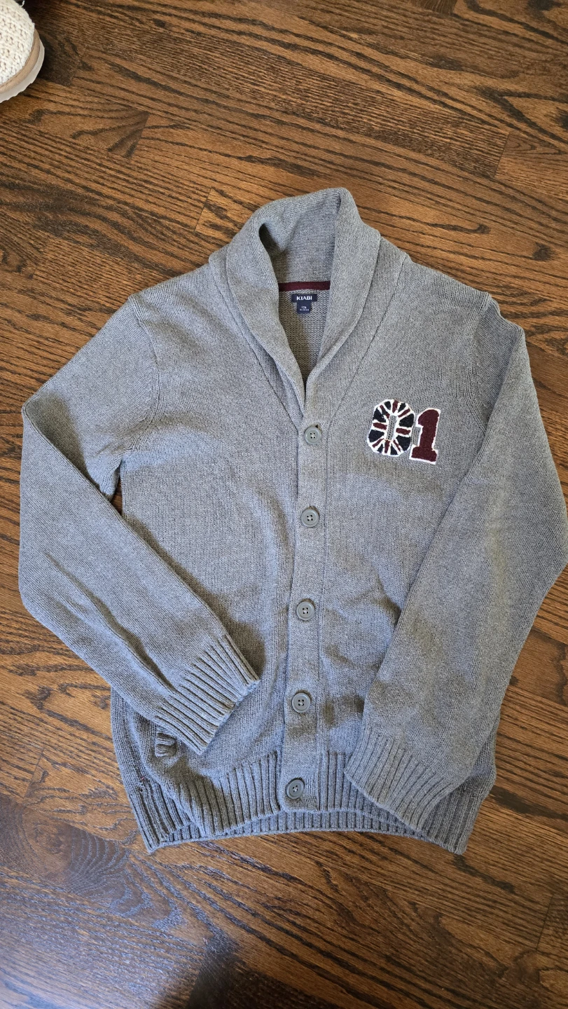 Kids Grey Shawl Collar Cardigan 12Y