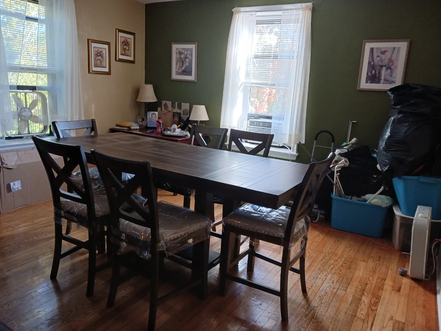 Dark Wood Dining Table with 6 Chairs