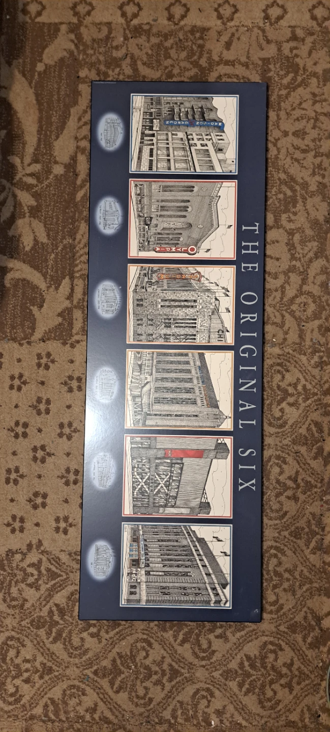 The Original Six vintage building art print