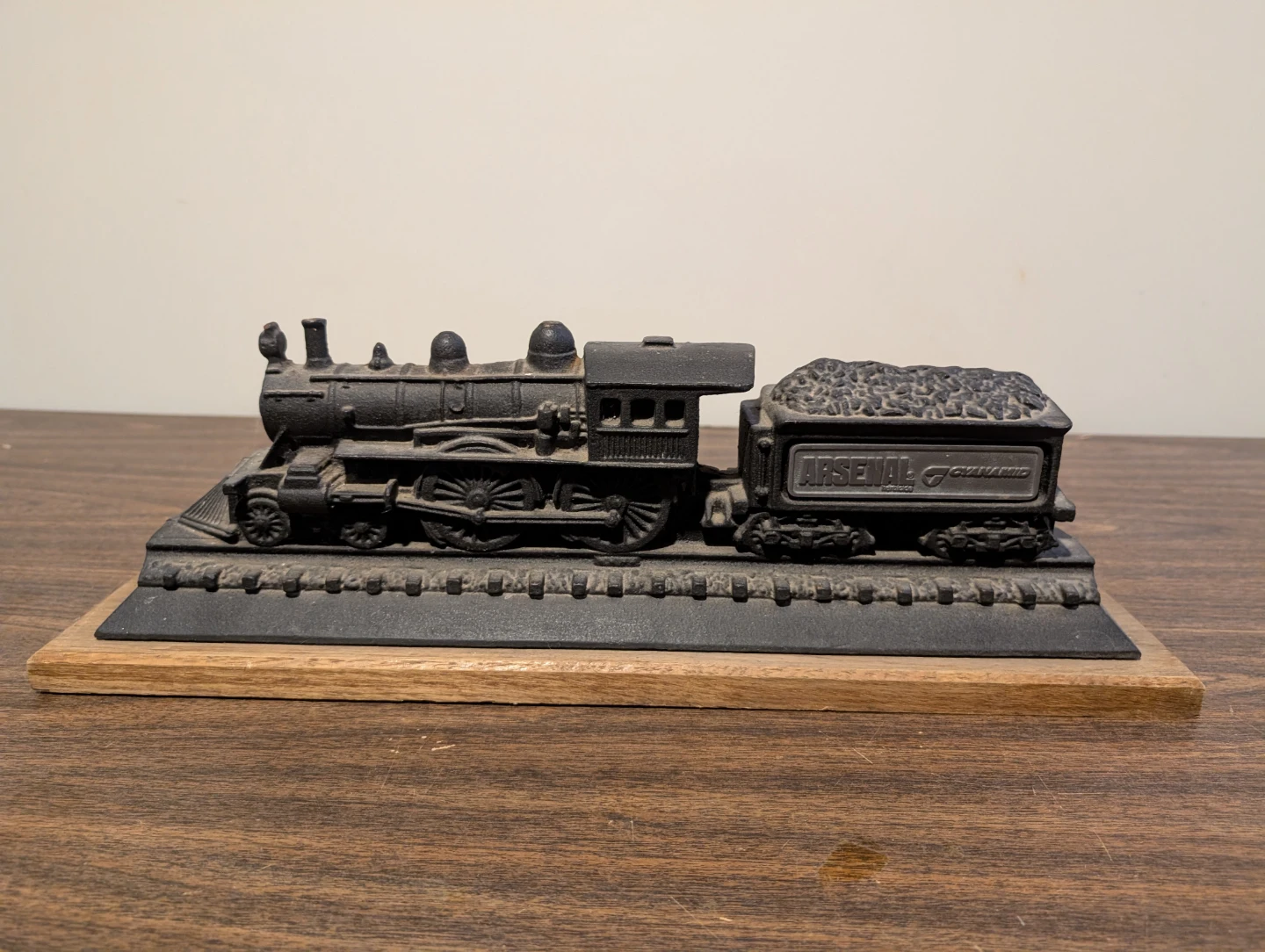 Cast Iron Train Sculpture with Coal Car