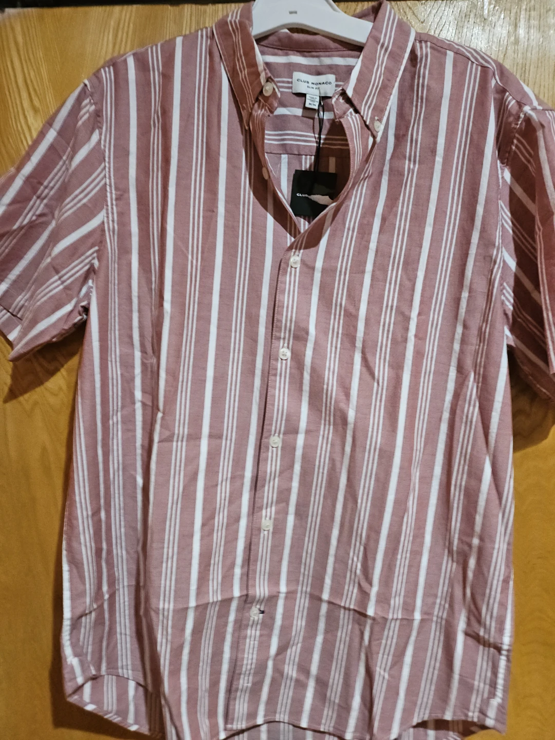 Club Monaco Slim Fit Striped Short Sleeve Button-Up Shirt M/M