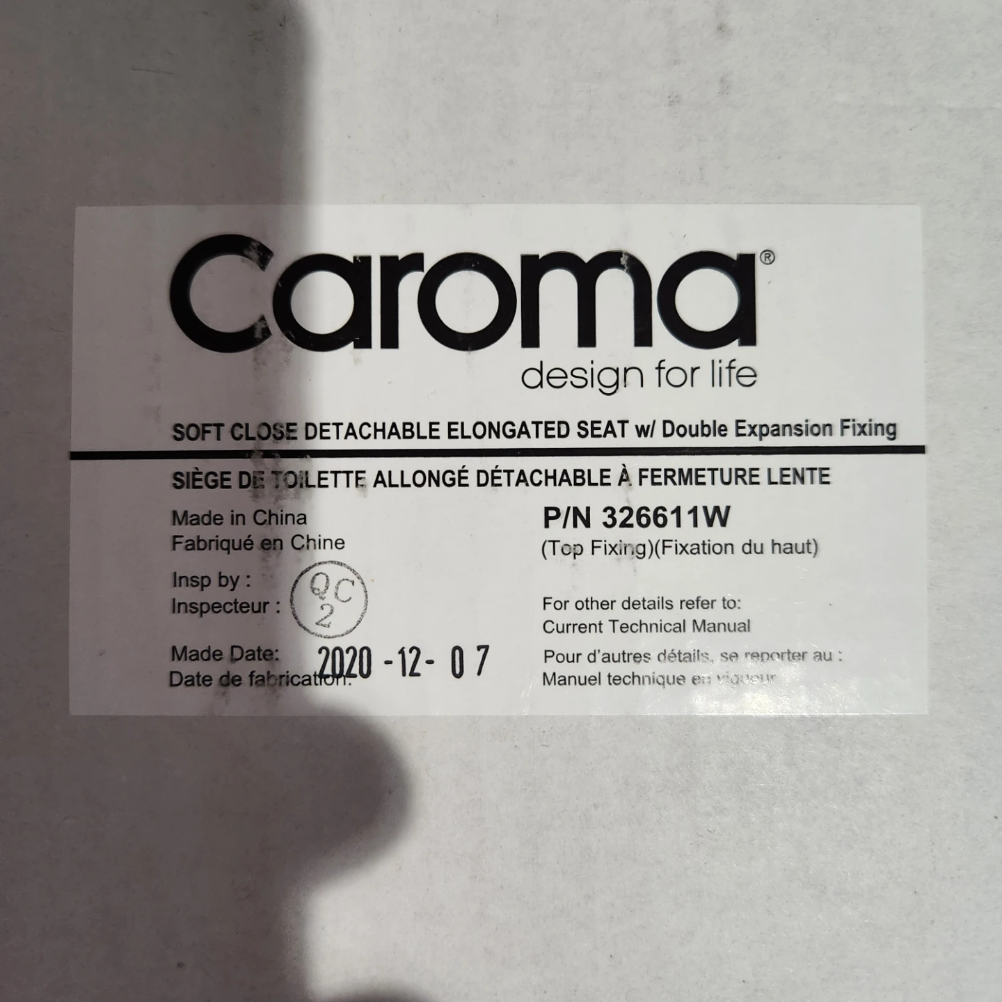 Caroma 326611w  Soft Close Detachable Elongated Toilet Seat