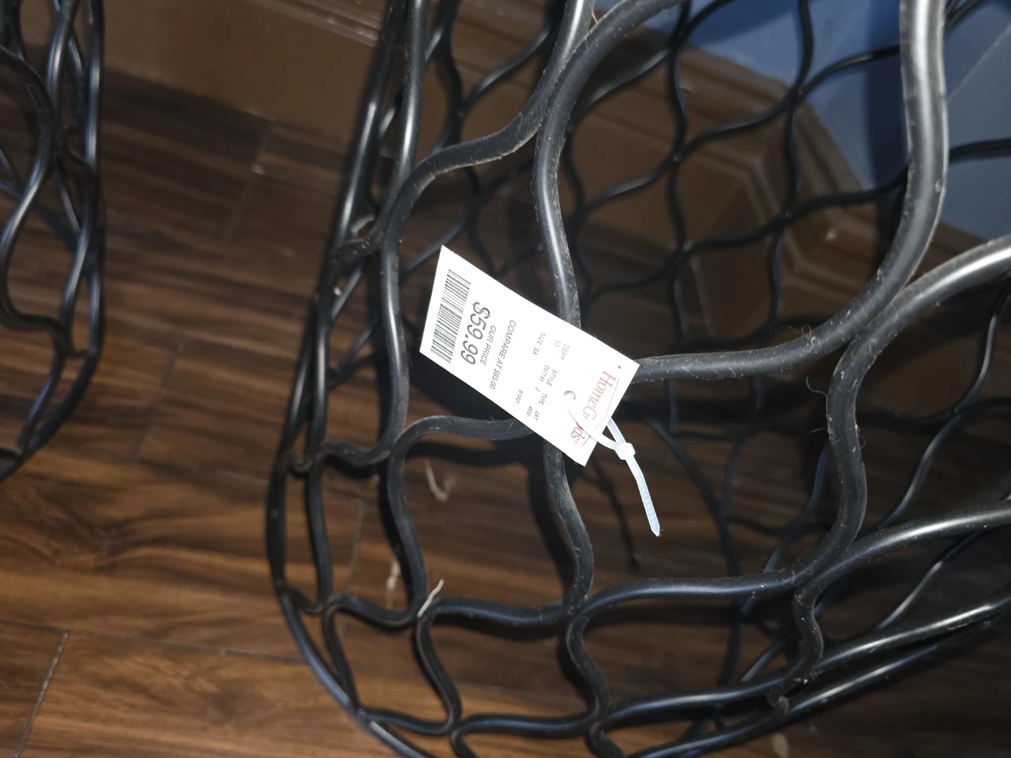 Set of 2 Black Metal and Glass Round Accent Tables
