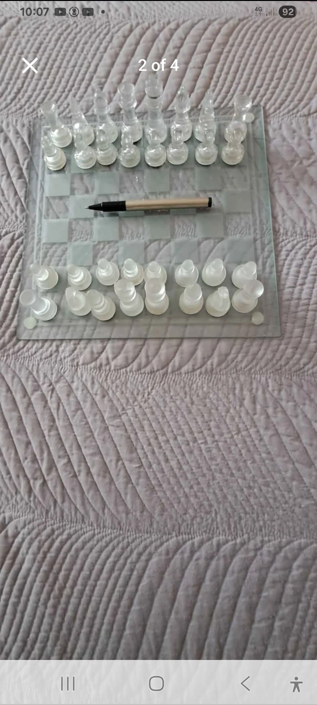 Glass Chess Set with Clear and Frosted Pieces