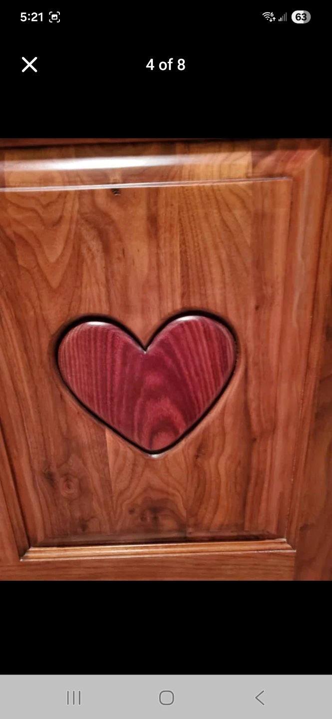 Wooden Storage Chest with Heart Carvings - photo 4