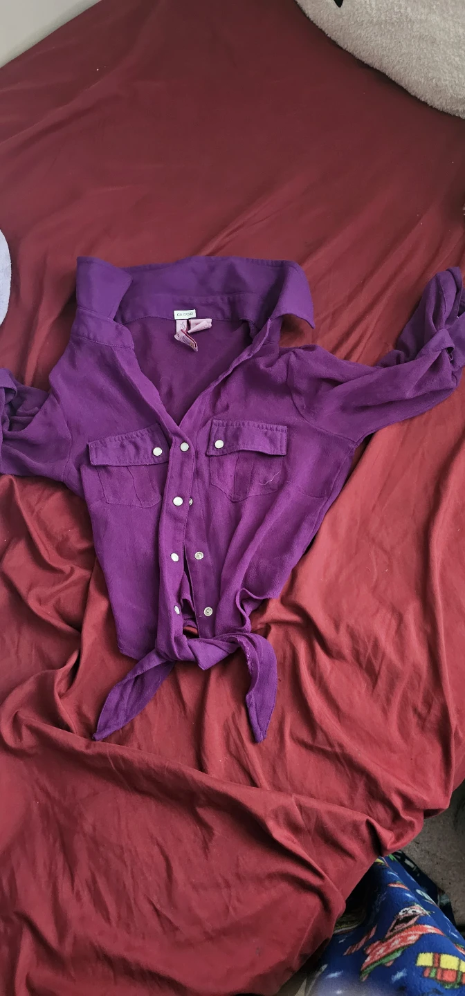 Apollo Purple Button-Up Tie-Front Shirt M (10/12)