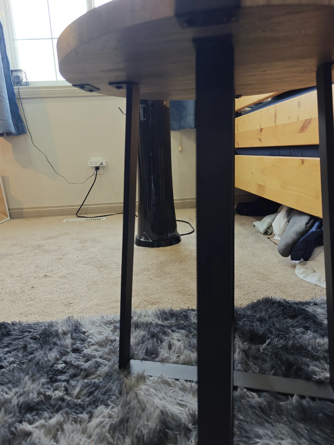 Round Wood Accent Table with Black Metal Legs - photo 2