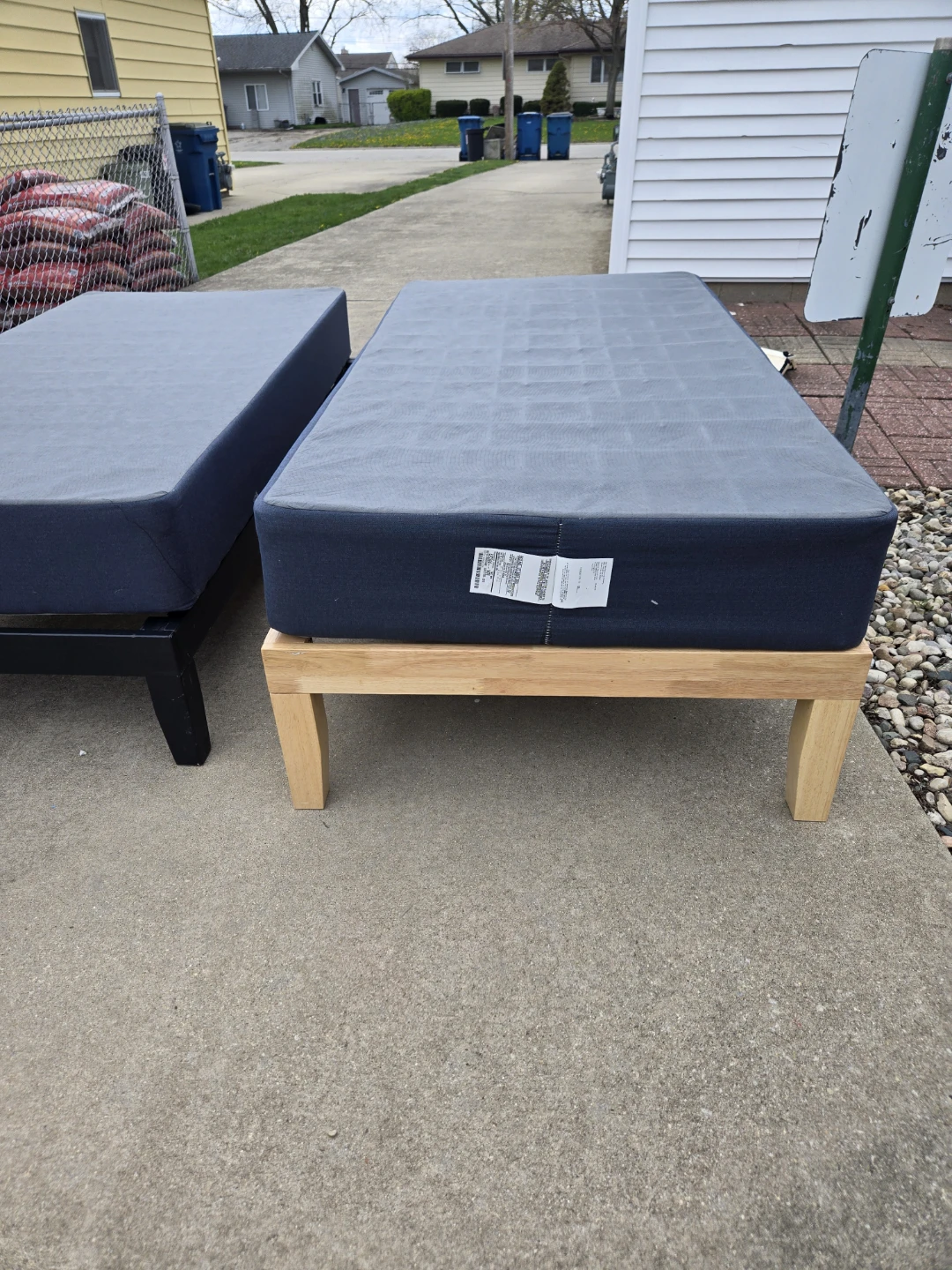 Twin Size box spring  with twin Bed Frame. - photo 2