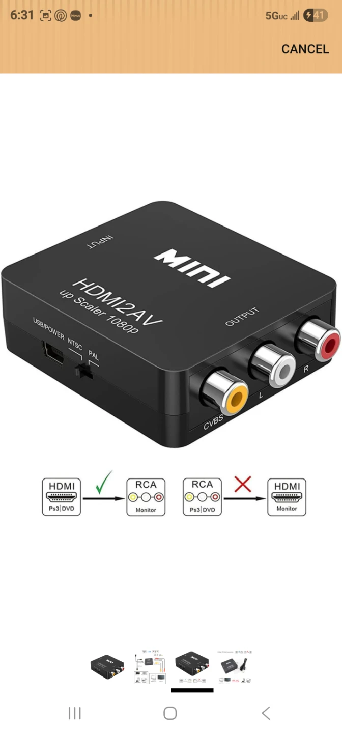 MINI HDMI to AV Converter UP Scaler 1080p - photo 3