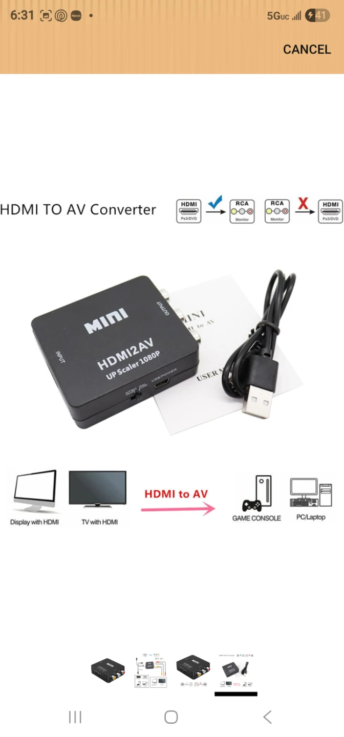 MINI HDMI to AV Converter UP Scaler 1080p - photo 4