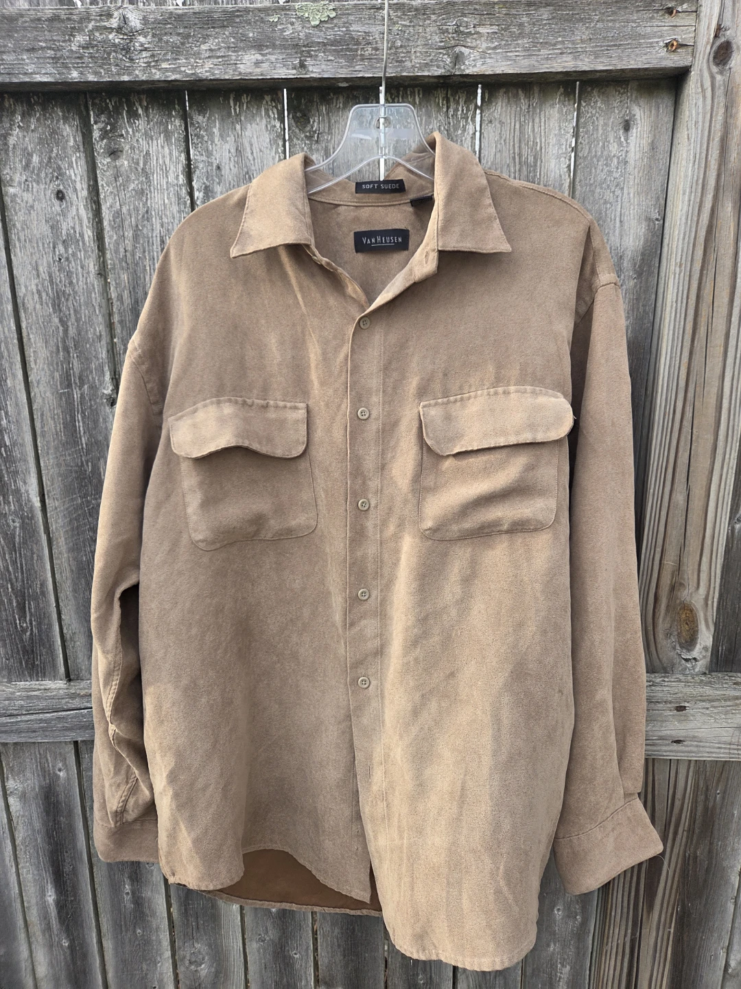 Van Heusen Soft Suede Button-Up Shirt Size Medium