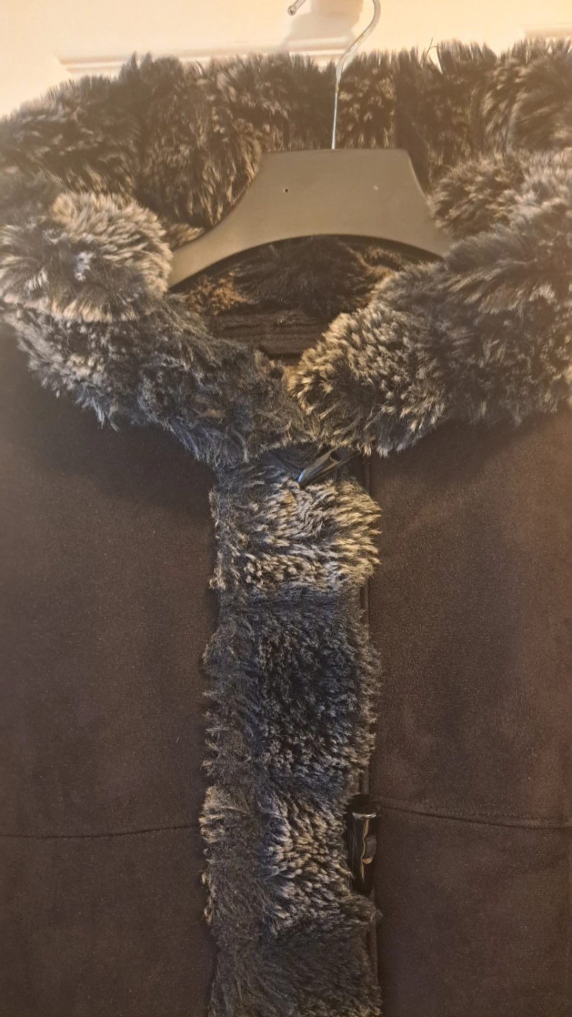 Jessica Women's Black Faux Fur Trim Hooded Coat Size L/G (14-16) - photo 3