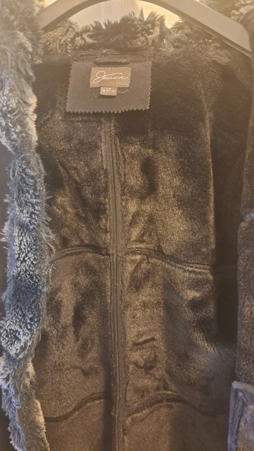 Jessica Women's Black Faux Fur Trim Hooded Coat Size L/G (14-16) - photo 4