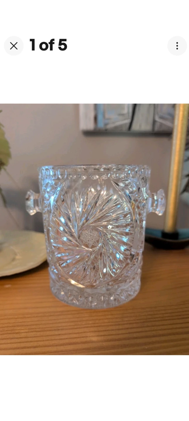 Vintage Cut Crystal Ice Bucket with Handles