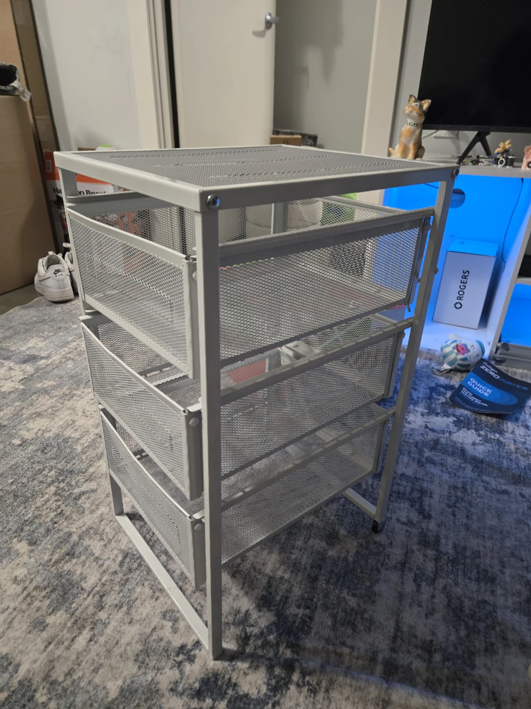 Grey Mesh Rolling Cart with 3 Drawers - photo 2
