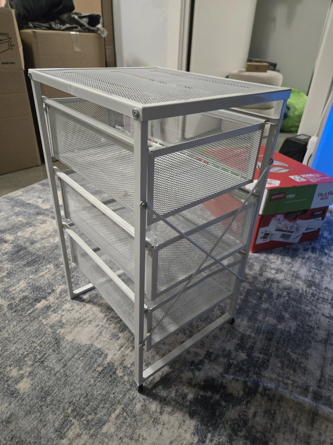 Grey Mesh Rolling Cart with 3 Drawers - photo 3