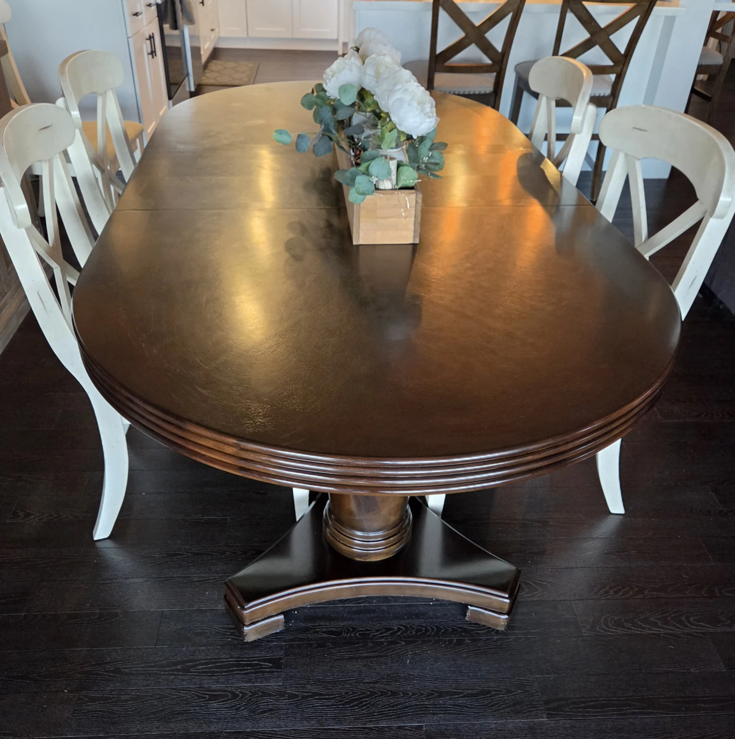Solid wood Oval double pedestal dining table - photo 2