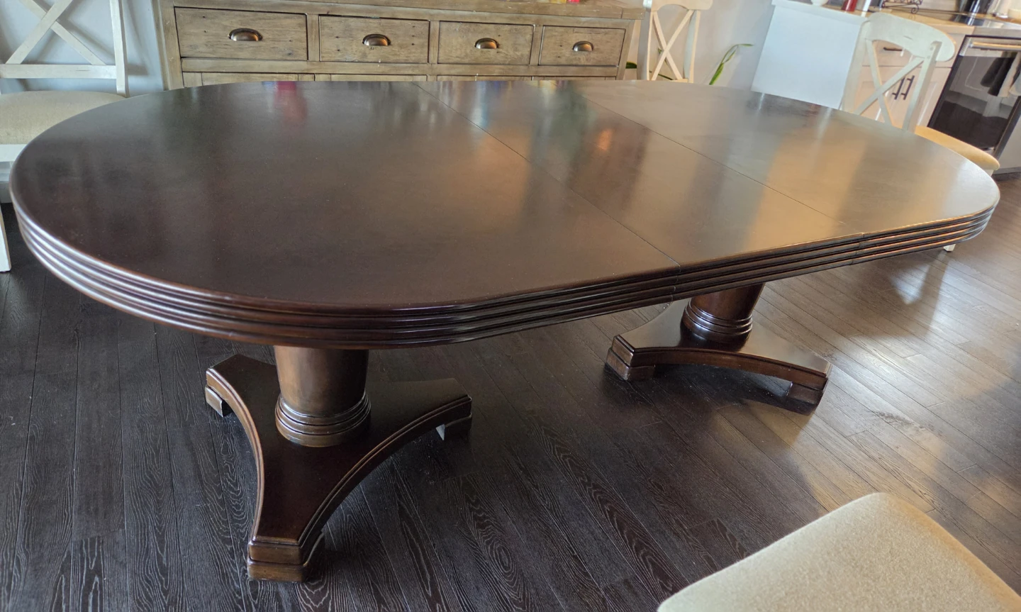 Solid wood Oval double pedestal dining table - photo 3