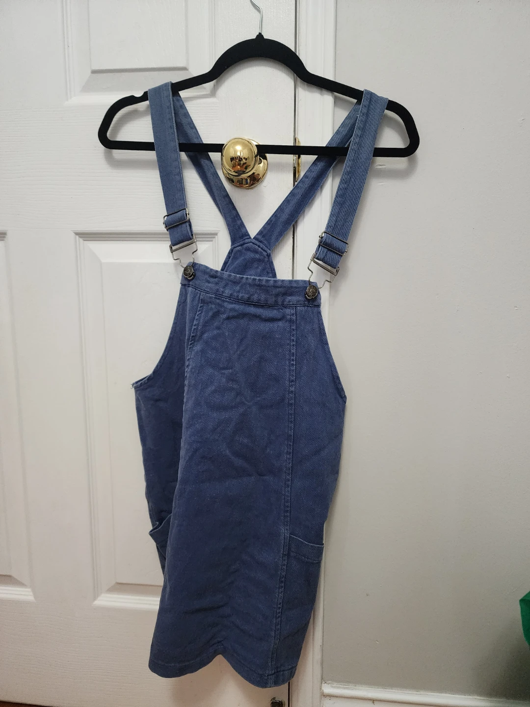 Denim Pinafore Overall Dress - Blue - Size S