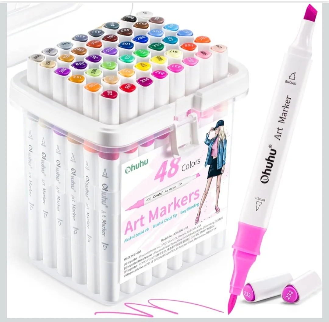 Ohuhu 48 Colors Art Markers Double-Tipped Alcohol Markers - photo 2