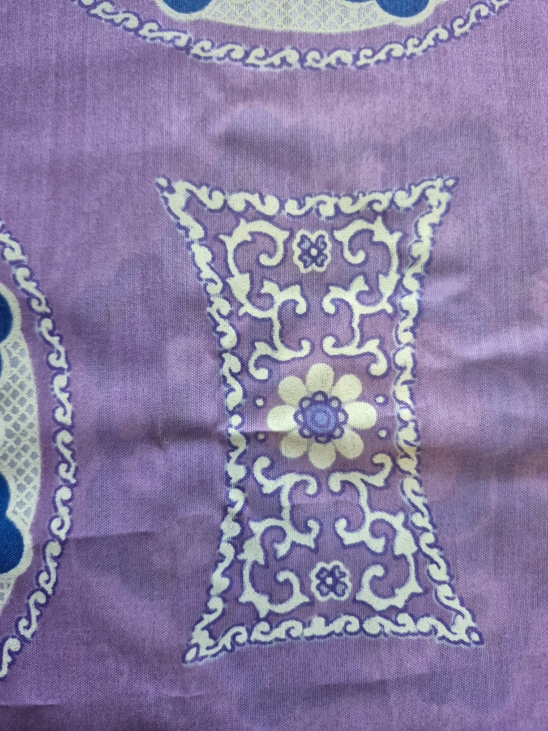 Retro Floral Fabric - Purple, Blue, White - photo 2