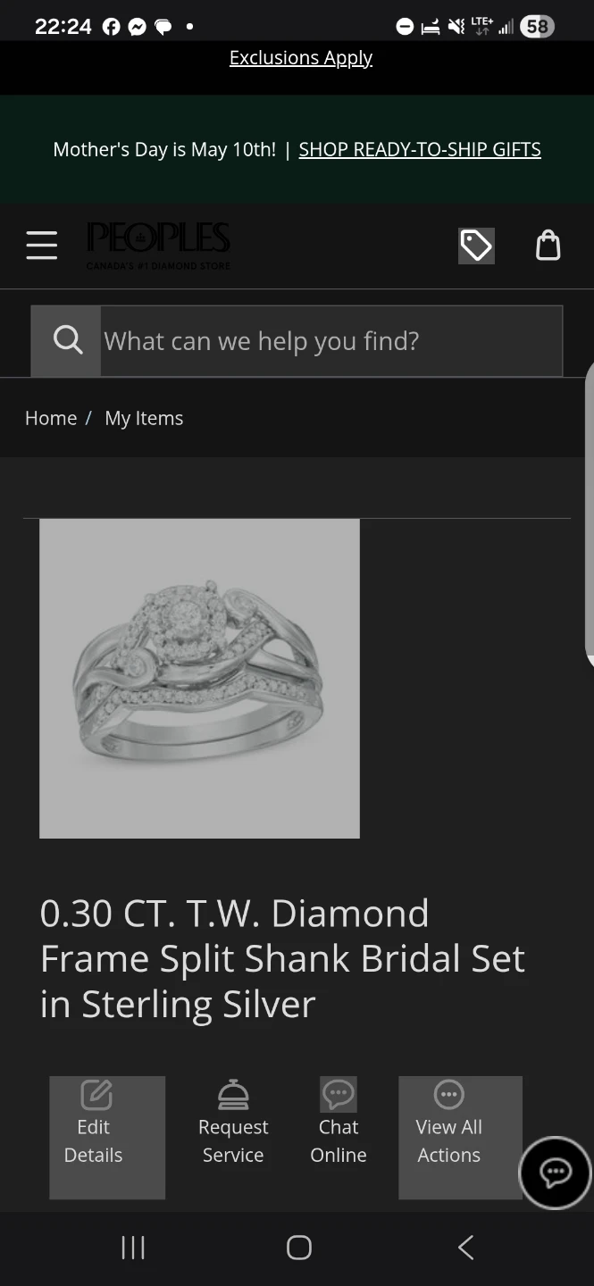 0.30 CT. T.W. Diamond Frame Split Shank Bridal Set - photo 2