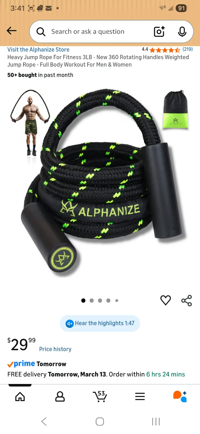 Alphanize Heavy Jump Rope for Fitness 3LB 🌱
