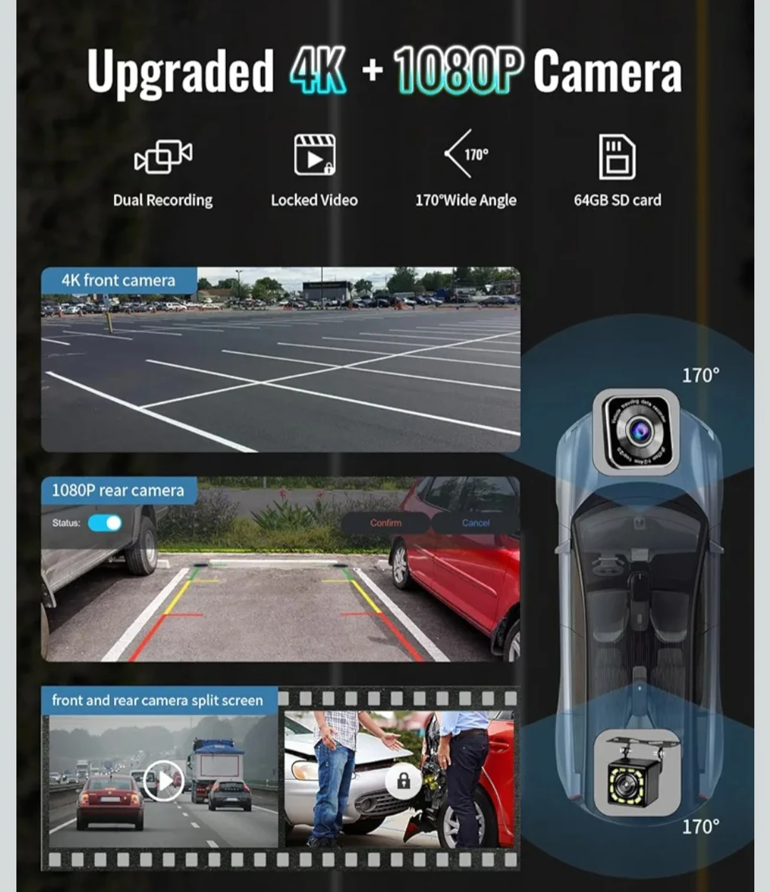 Upgraded 4K + 1080P Carplay Smartscreen with 64GB SD Card - photo 4