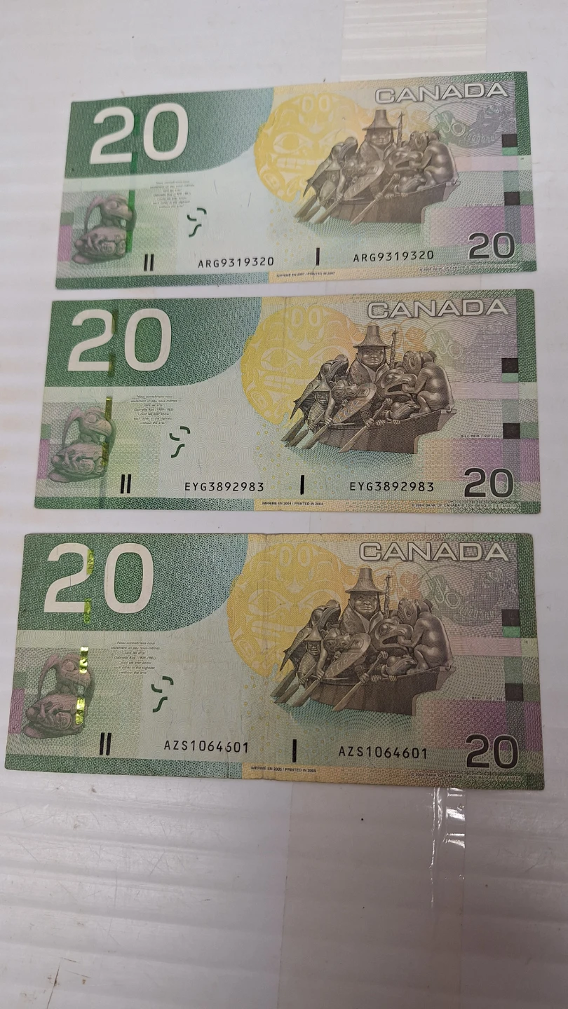 Three Canadian $20 Bills (2004)