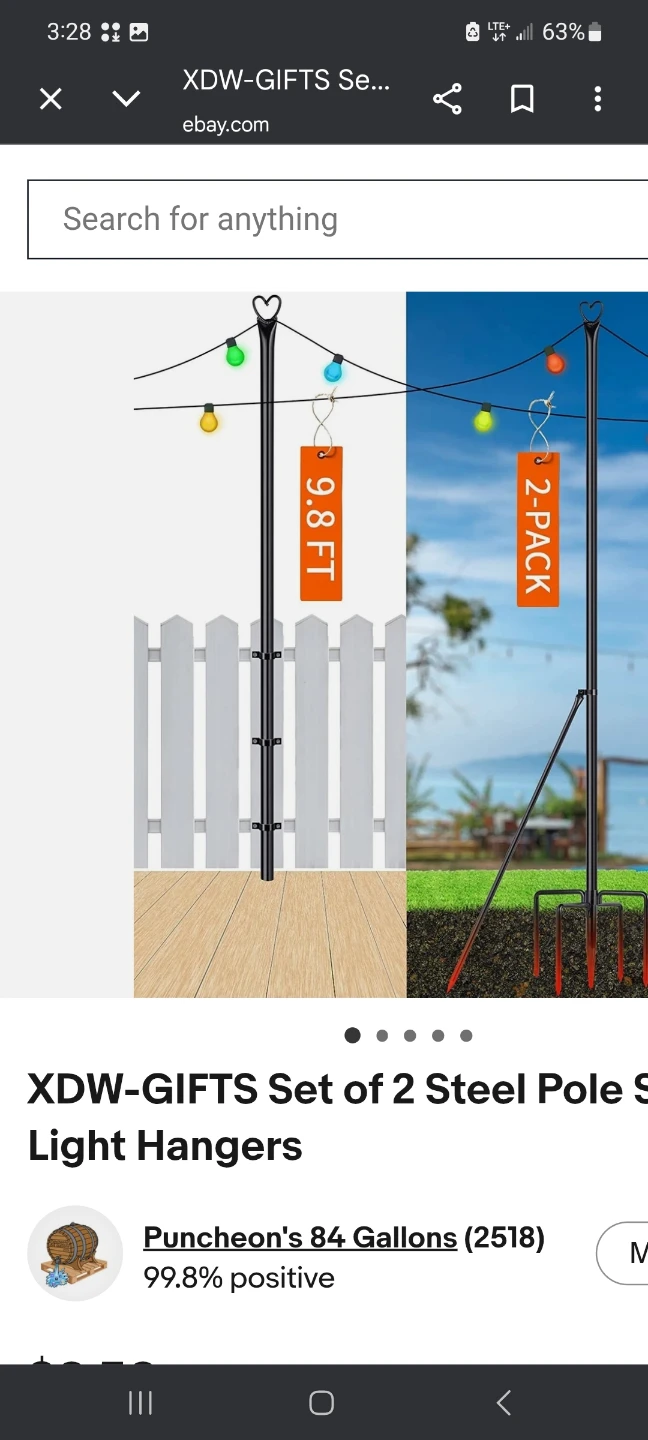 XDW-GIFTS Set of 2 Steel Pole Light Hangers