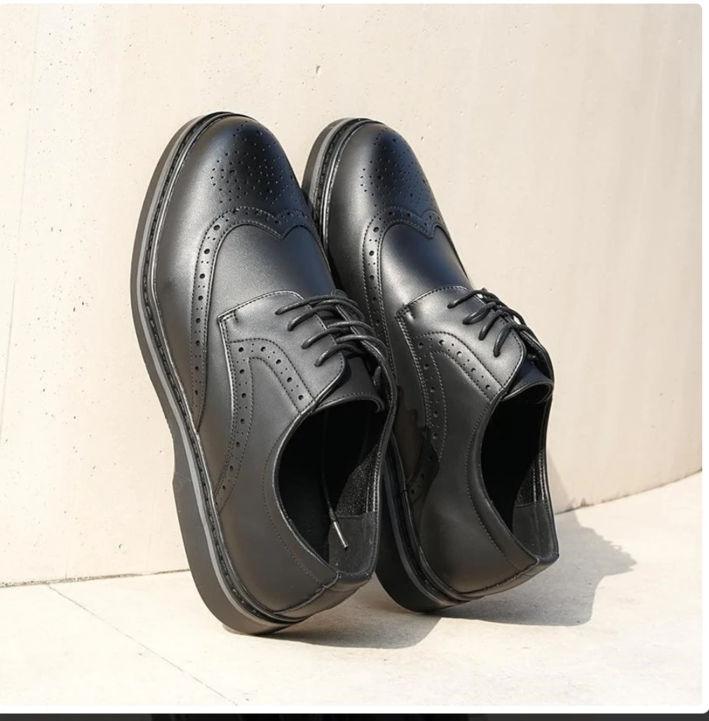 Hawkwell Men's Wingtip Brogues Black Leather Dress Shoes