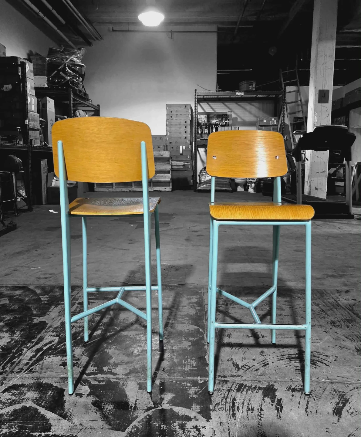 MCM Bentwood Bar Stools With Teal Legs (Price Per Chair) - photo 4