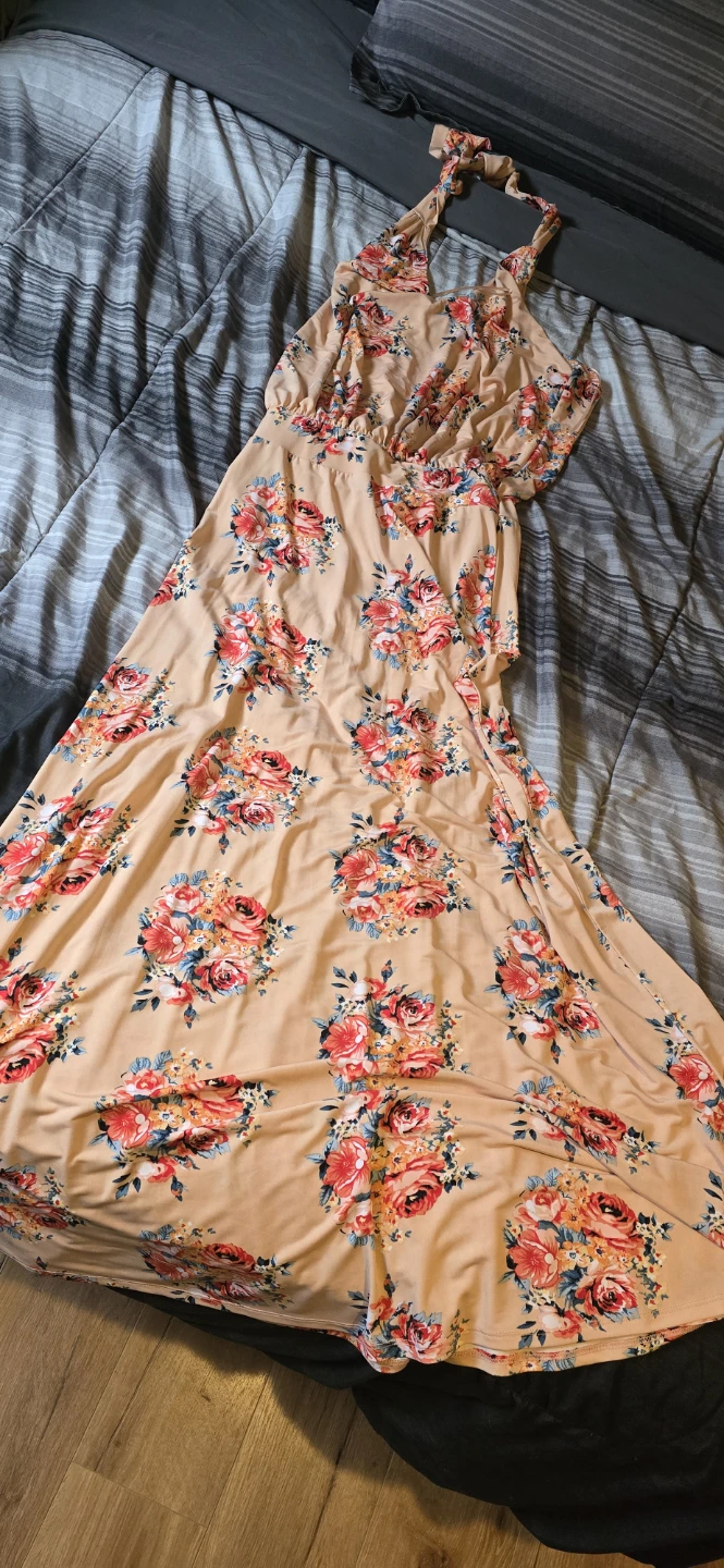 Peach Floral Maxi Dress