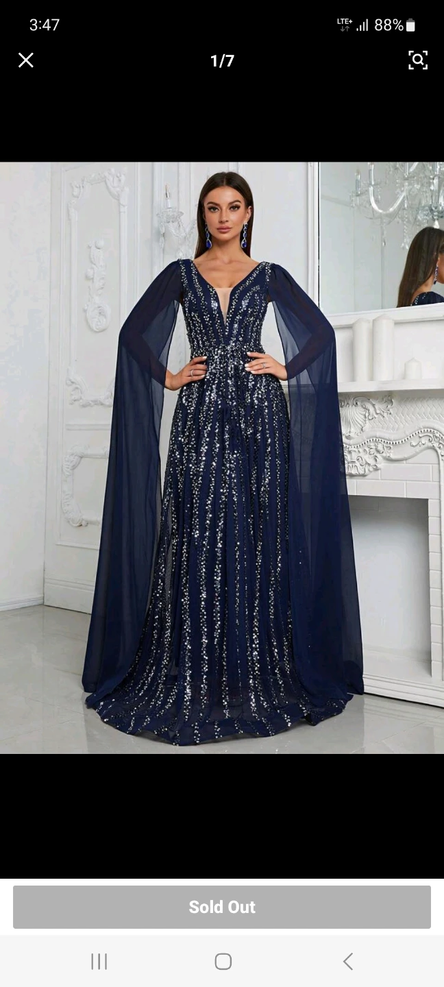 Sparkly Navy Blue Evening Dress