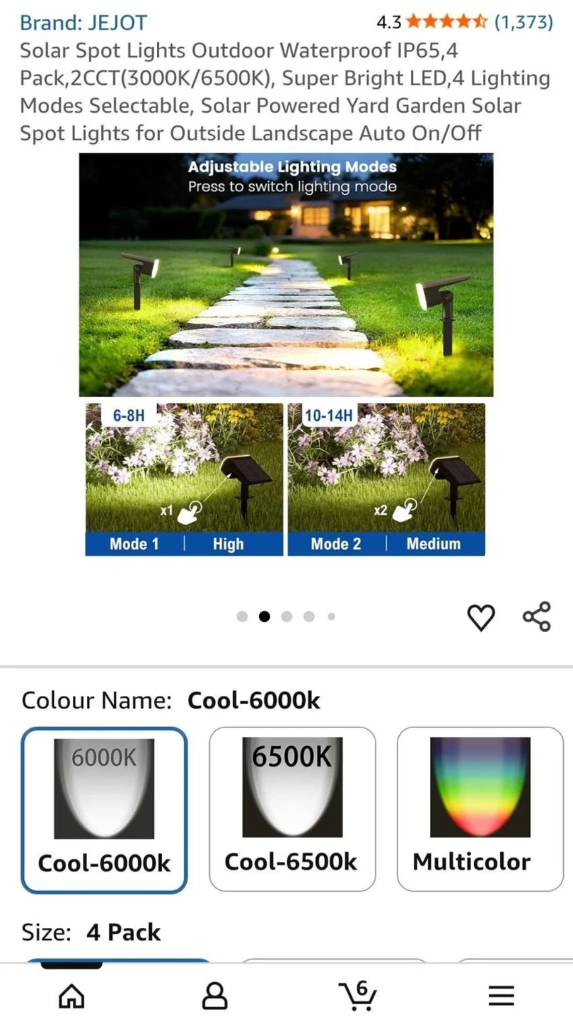 JEJOT Solar Spot Lights - 4 Pack Cool White - photo 2
