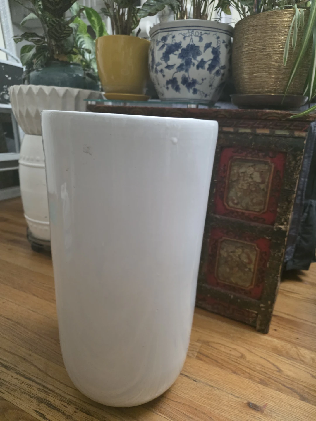 Tall White Ceramic Planter Pot