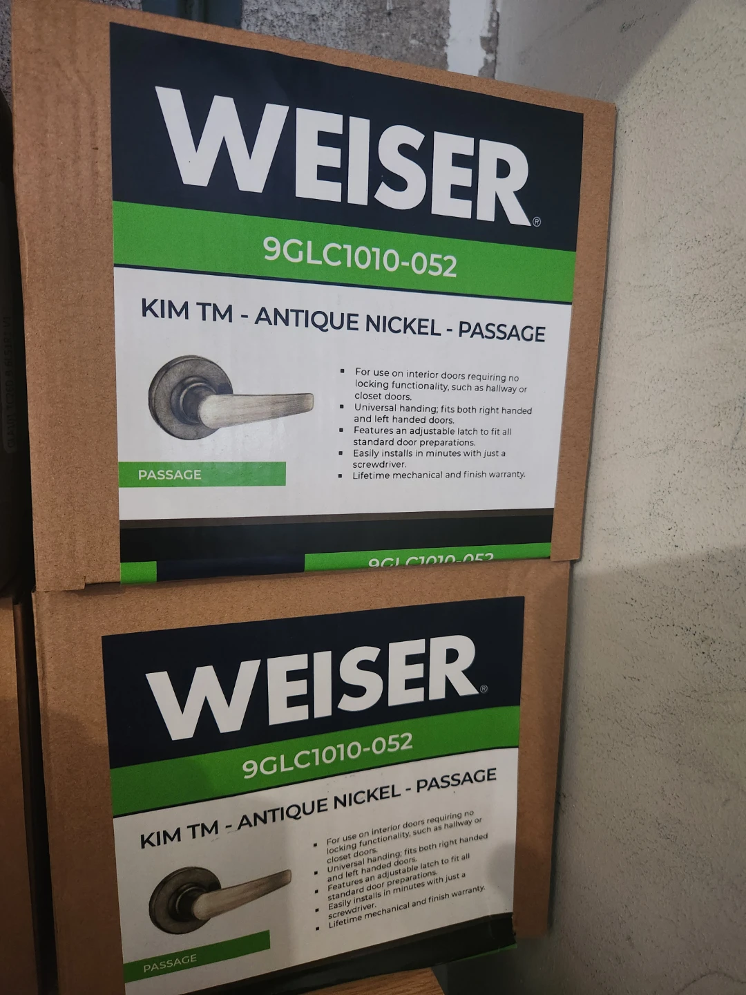 Weiser Kim TM Passage Door Handle Set - Antique Nickel